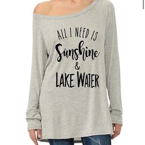 Cute Graphic tee long sleeve- Lake 💦